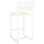 Tabouret de comptoir en rotin avec structure en bois de hêtre, dossier bas sans accoudoirs, repose-pieds, capacité de 125 kg