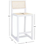 Tabouret de comptoir en rotin avec structure en bois de hêtre, dossier bas sans accoudoirs, repose-pieds, capacité de 125 kg