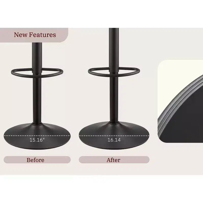Lot de 2 tabourets de bar pivotants à hauteur réglable avec dossier ouvert, similicuir, capacité de 130 kg