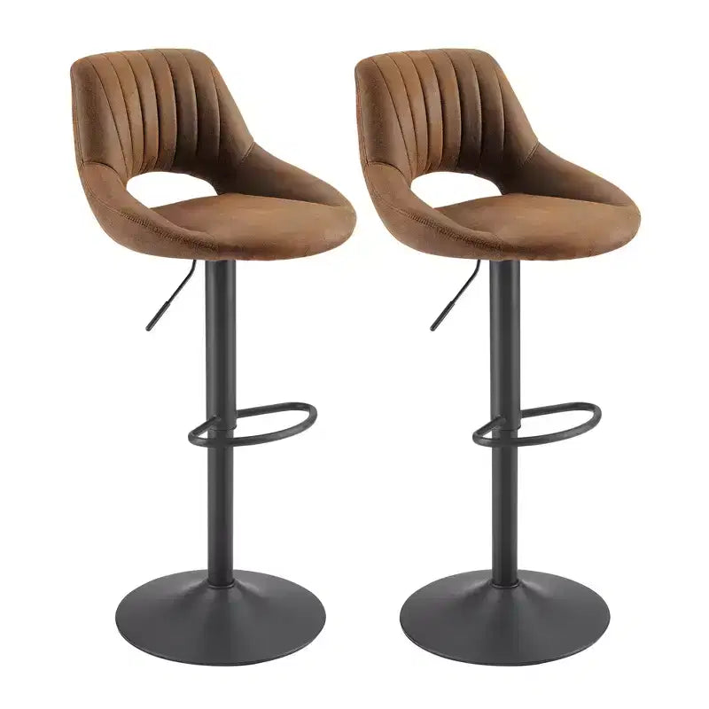 Lot de 2 tabourets de bar pivotants à hauteur réglable avec dossier ouvert, similicuir, capacité de 130 kg