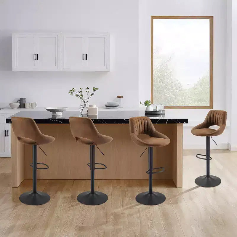 Lot de 2 tabourets de bar pivotants à hauteur réglable avec dossier ouvert, similicuir, capacité de 130 kg
