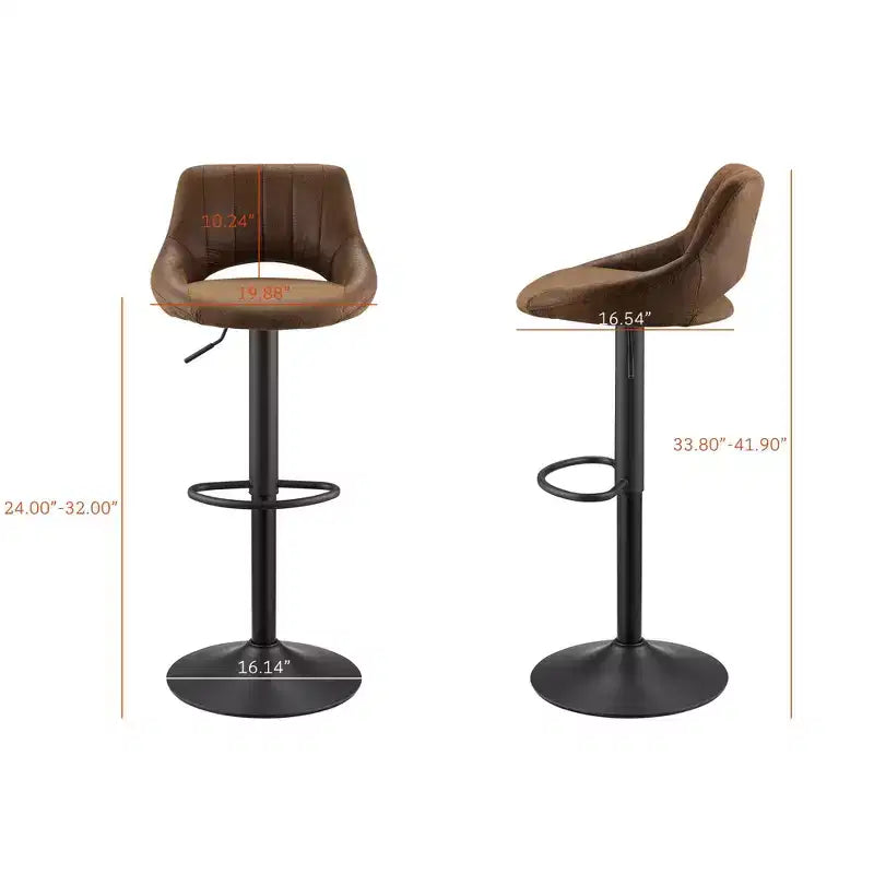 Lot de 2 tabourets de bar pivotants à hauteur réglable avec dossier ouvert, similicuir, capacité de 130 kg