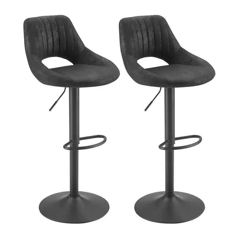 Lot de 2 tabourets de bar pivotants à hauteur réglable avec dossier ouvert, similicuir, capacité de 130 kg