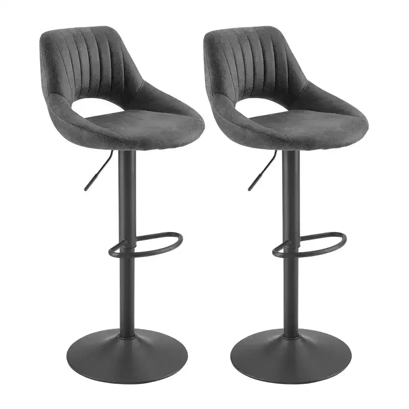 Lot de 2 tabourets de bar pivotants à hauteur réglable avec dossier ouvert, similicuir, capacité de 130 kg