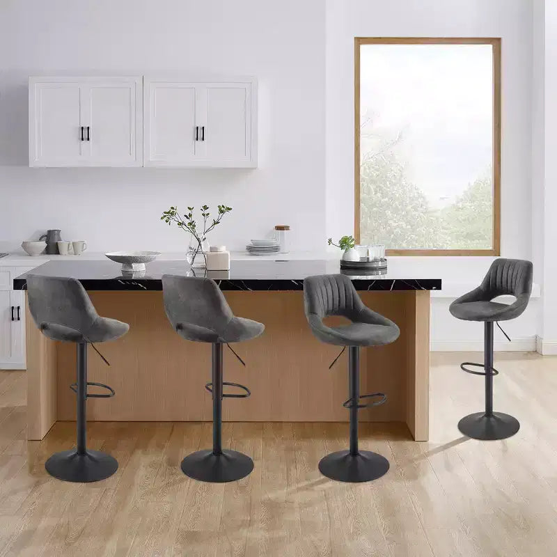 Lot de 2 tabourets de bar pivotants à hauteur réglable avec dossier ouvert, similicuir, capacité de 130 kg
