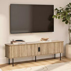 LuxenHome 62.6 Modern TV Stand with Storage for TVs Up to 65 Inch, Oak Entertainment Console with Sliding Doors Brown