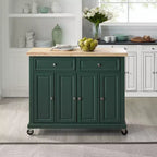 Îlot de cuisine roulant avec rangement, 6 étagères, 4 portes, 2 tiroirs, roulettes, placage bois, 42"L x 36,6"H