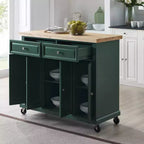 Îlot de cuisine roulant avec rangement, 6 étagères, 4 portes, 2 tiroirs, roulettes, placage bois, 42"L x 36,6"H