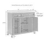 Îlot de cuisine roulant avec rangement, 6 étagères, 4 portes, 2 tiroirs, roulettes, placage bois, 42"L x 36,6"H