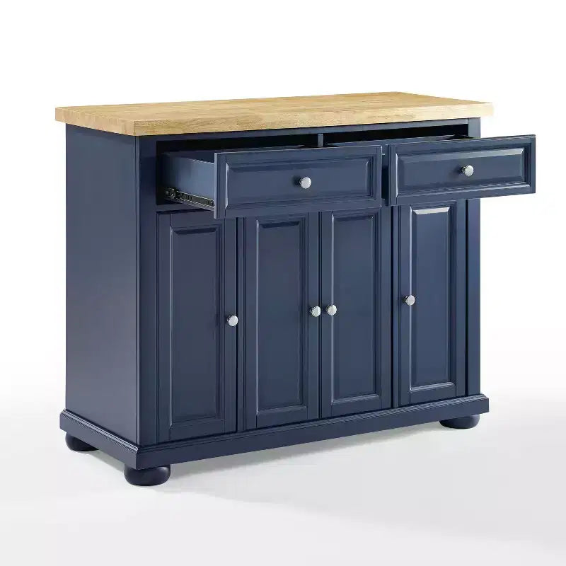 Îlot de cuisine roulant avec rangement, 6 étagères, 4 portes, 2 tiroirs, roulettes, placage bois, 42"L x 36,6"H