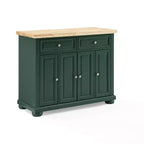 Îlot de cuisine roulant avec rangement, 6 étagères, 4 portes, 2 tiroirs, roulettes, placage bois, 42"L x 36,6"H