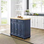 Îlot de cuisine roulant avec rangement, 6 étagères, 4 portes, 2 tiroirs, roulettes, placage bois, 42"L x 36,6"H