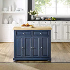 Îlot de cuisine roulant avec rangement, 6 étagères, 4 portes, 2 tiroirs, roulettes, placage bois, 42"L x 36,6"H