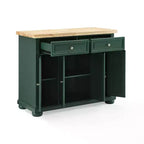 Îlot de cuisine roulant avec rangement, 6 étagères, 4 portes, 2 tiroirs, roulettes, placage bois, 42"L x 36,6"H