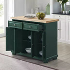 Îlot de cuisine roulant avec rangement, 6 étagères, 4 portes, 2 tiroirs, roulettes, placage bois, 42"L x 36,6"H