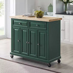 Îlot de cuisine roulant avec rangement, 6 étagères, 4 portes, 2 tiroirs, roulettes, placage bois, 42"L x 36,6"H