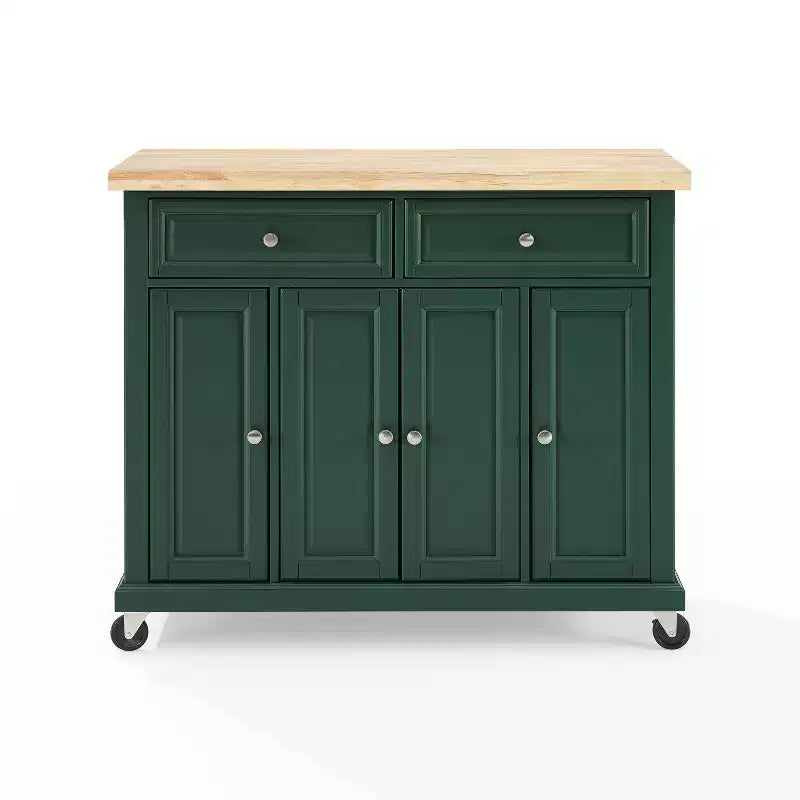 Îlot de cuisine roulant avec rangement, 6 étagères, 4 portes, 2 tiroirs, roulettes, placage bois, 42"L x 36,6"H