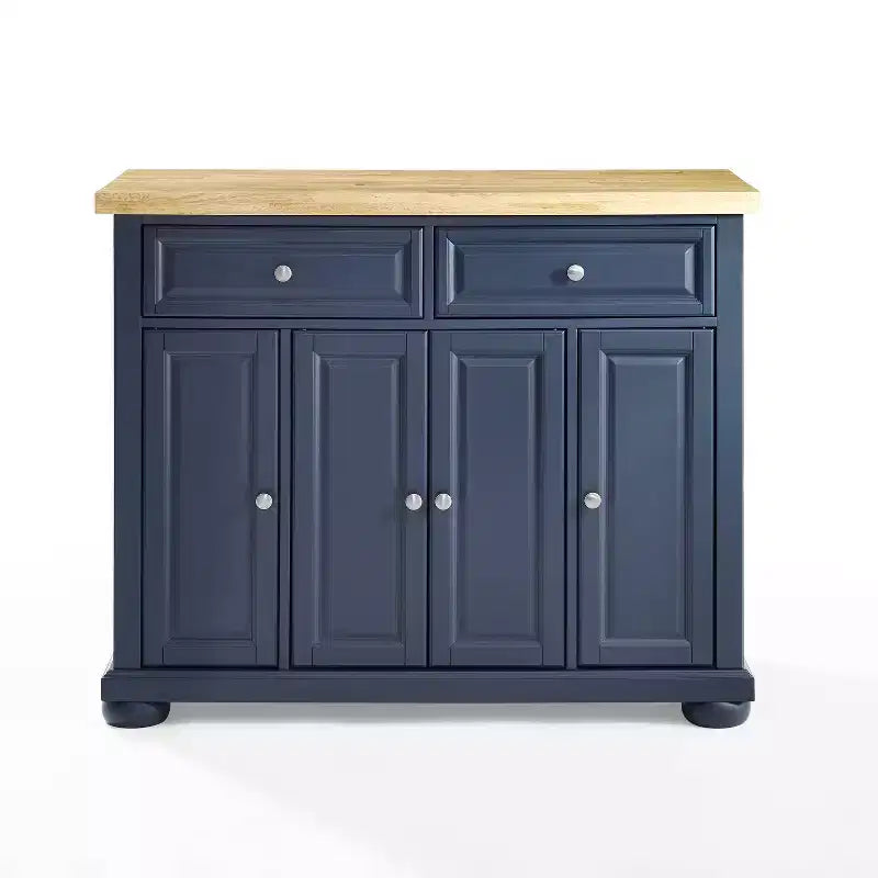 Îlot de cuisine roulant avec rangement, 6 étagères, 4 portes, 2 tiroirs, roulettes, placage bois, 42"L x 36,6"H