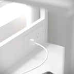 Table de chevet à 3 tiroirs avec station de charge, 2 ports USB et 1 prise, cadre en métal, plateau en bois composite, 18 kg