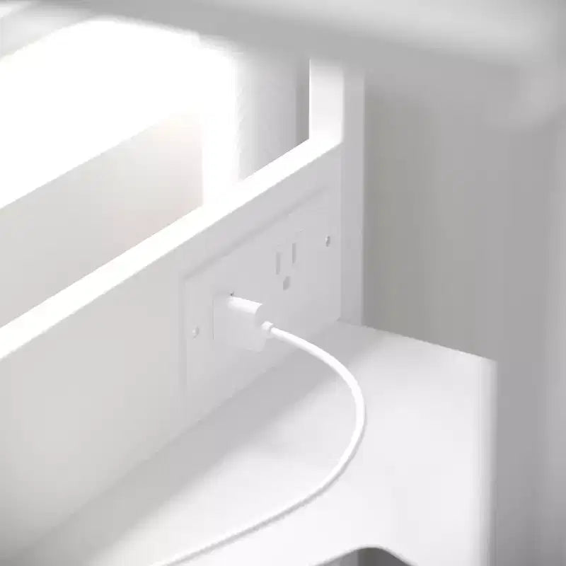 Table de chevet à 3 tiroirs avec station de charge, 2 ports USB et 1 prise, cadre en métal, plateau en bois composite, 18 kg