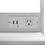 Table de chevet à 3 tiroirs avec station de charge, 2 ports USB et 1 prise, cadre en métal, plateau en bois composite, 18 kg