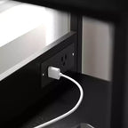 Table de chevet à 3 tiroirs avec station de charge, 2 ports USB et 1 prise, cadre en métal, plateau en bois composite, 18 kg
