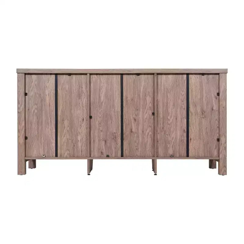 Bahut de salle à manger, 2 portes en verre trempé, 2 tiroirs, 3 étagères, bois d'ingénierie, résistant à l'eau, capacité de 90 kg