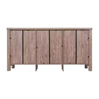 Bahut de salle à manger, 2 portes en verre trempé, 2 tiroirs, 3 étagères, bois d'ingénierie, résistant à l'eau, capacité de 90 kg
