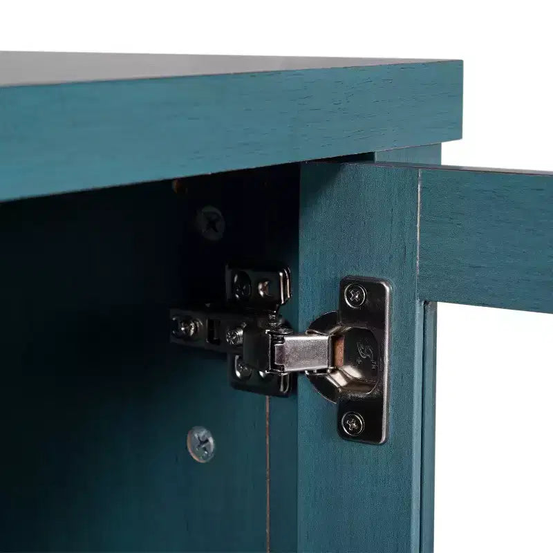 Bahut de salle à manger, 2 portes en verre trempé, 2 tiroirs, 3 étagères, bois d'ingénierie, résistant à l'eau, capacité de 90 kg