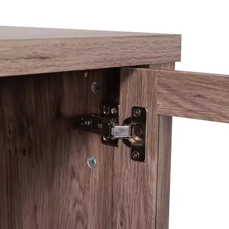 Bahut de salle à manger, 2 portes en verre trempé, 2 tiroirs, 3 étagères, bois d'ingénierie, résistant à l'eau, capacité de 90 kg