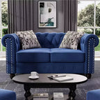 60 in. Velvet Blue Couches 2-Seater Loveseat for Living Room Furniture Sets-Morden Fort