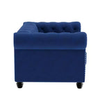 Causeuse 60 po en velours bleu, style Chesterfield, capitonnée, cadre en contreplaqué, capacité de 300 kg, 2 places