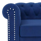 Causeuse 60 po en velours bleu, style Chesterfield, capitonnée, cadre en contreplaqué, capacité de 300 kg, 2 places