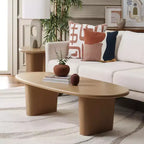 Table basse ovale, cadre en bois massif, pieds épais sculpturaux, 137 x 61 x 38 cm, capacité de 27 kg, marron