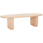 Table basse ovale, cadre en bois massif, pieds épais sculpturaux, 137 x 61 x 38 cm, capacité de 27 kg, marron