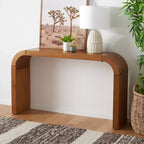 Console incurvée, placage bois Okoumé, bords incurvés audacieux, supporte 90 kg, finition naturelle, intérieur