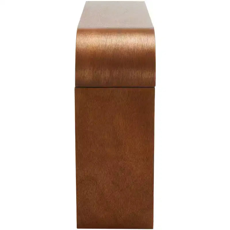 Console incurvée, placage bois Okoumé, bords incurvés audacieux, supporte 90 kg, finition naturelle, intérieur