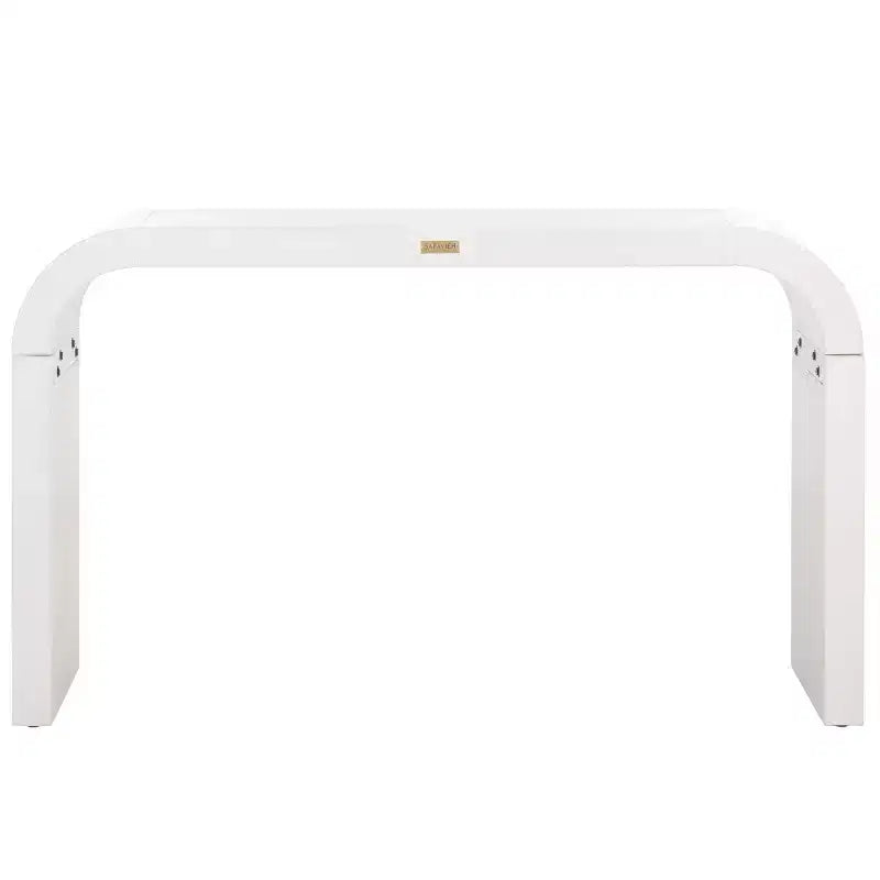 Console incurvée, placage bois Okoumé, bords incurvés audacieux, supporte 90 kg, finition naturelle, intérieur
