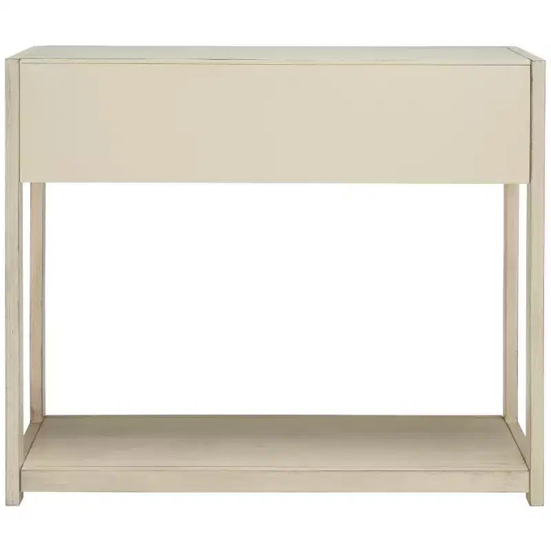 Console Scandinave, Bois d'hévéa, 2 tiroirs et étagère ouverte, Capacité 26 kg, Bleu marine