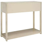 Console Scandinave, Bois d'hévéa, 2 tiroirs et étagère ouverte, Capacité 26 kg, Bleu marine