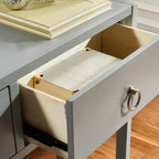 Console Scandinave, Bois d'hévéa, 2 tiroirs et étagère ouverte, Capacité 26 kg, Bleu marine
