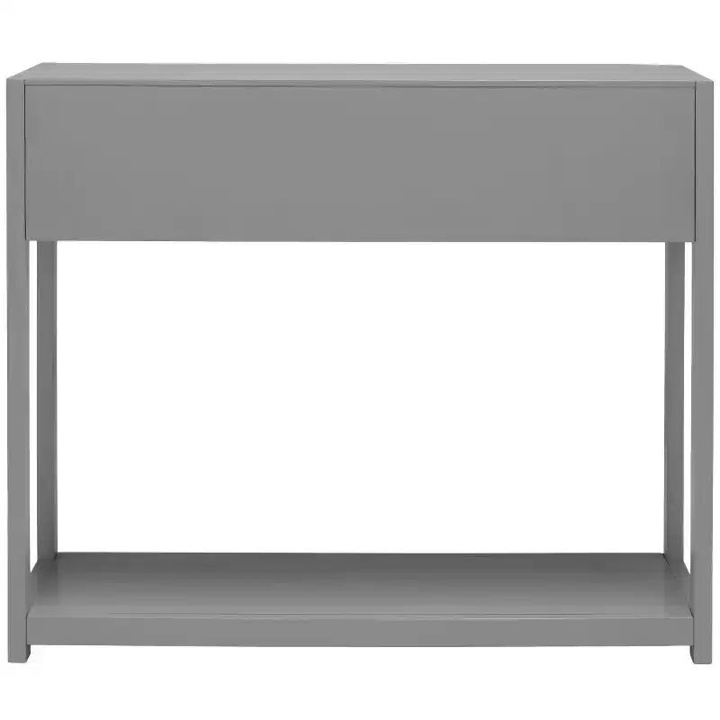 Console Scandinave, Bois d'hévéa, 2 tiroirs et étagère ouverte, Capacité 26 kg, Bleu marine