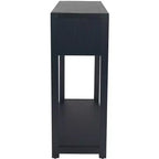 Console Scandinave, Bois d'hévéa, 2 tiroirs et étagère ouverte, Capacité 26 kg, Bleu marine