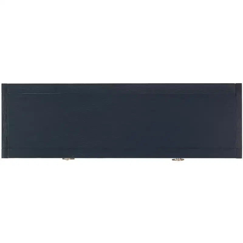 Console Scandinave, Bois d'hévéa, 2 tiroirs et étagère ouverte, Capacité 26 kg, Bleu marine