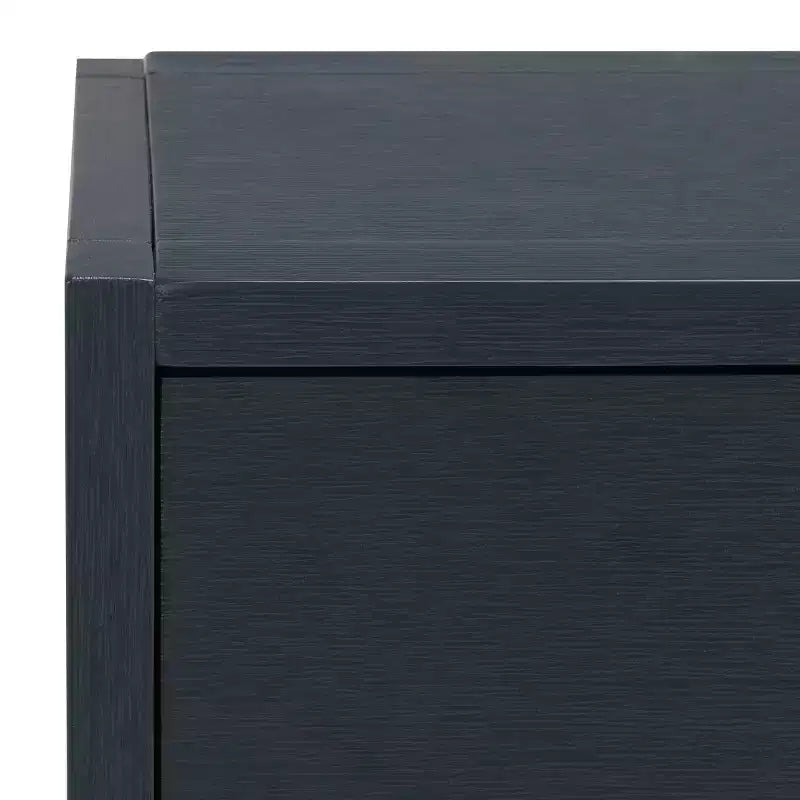 Console Scandinave, Bois d'hévéa, 2 tiroirs et étagère ouverte, Capacité 26 kg, Bleu marine
