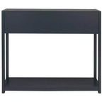 Console Scandinave, Bois d'hévéa, 2 tiroirs et étagère ouverte, Capacité 26 kg, Bleu marine
