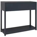 Console Scandinave, Bois d'hévéa, 2 tiroirs et étagère ouverte, Capacité 26 kg, Bleu marine
