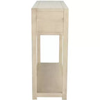 Console Scandinave, Bois d'hévéa, 2 tiroirs et étagère ouverte, Capacité 26 kg, Bleu marine