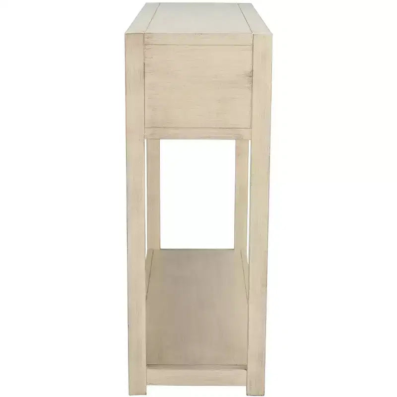 Console Scandinave, Bois d'hévéa, 2 tiroirs et étagère ouverte, Capacité 26 kg, Bleu marine