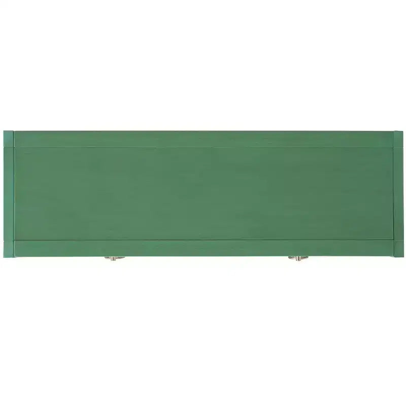 Console Scandinave, Bois d'hévéa, 2 tiroirs et étagère ouverte, Capacité 26 kg, Bleu marine